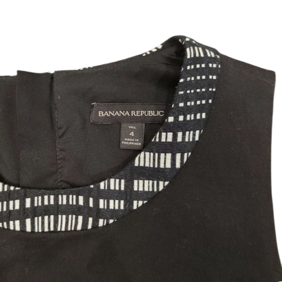 Banana Republic Black White Layered Overlay Sheath Sleeveless Pencil Dress Sz 4 - Picture 2 of 11